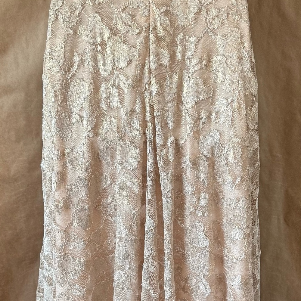 Aidan Mattox golden shimmer lace and crystal strapless maxi dress - Picture 3 of 6